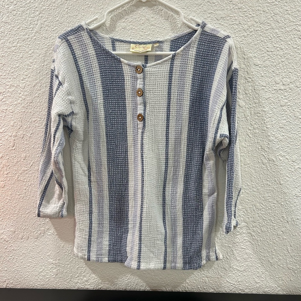 Striped Button-Down Shirt in Navy and White